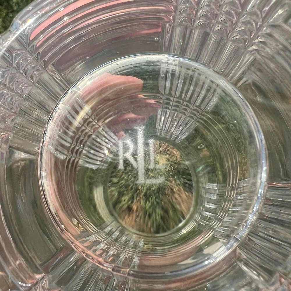 Ralph Lauren Glen Plaid Highball Heavy Bottom Glass 6 1/4” Signed Replacement